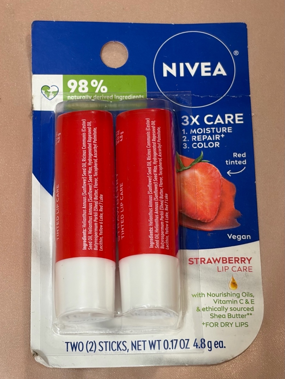 NIVEA Strawberry Tinted Lip Care Balm Duo - Red